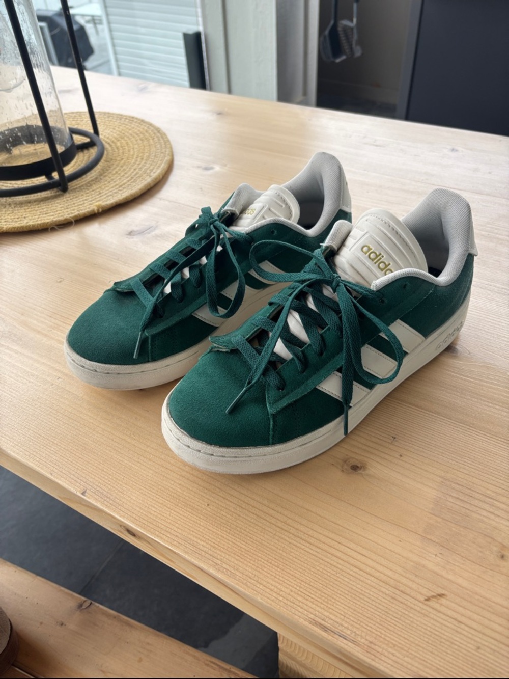 adidas Forest Green Suede Sneakers with White Accents